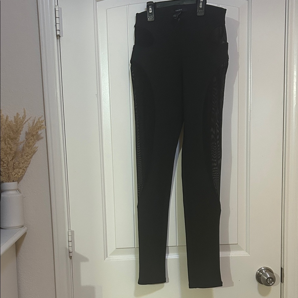 Forever 21 Black Mesh Panel Leggings